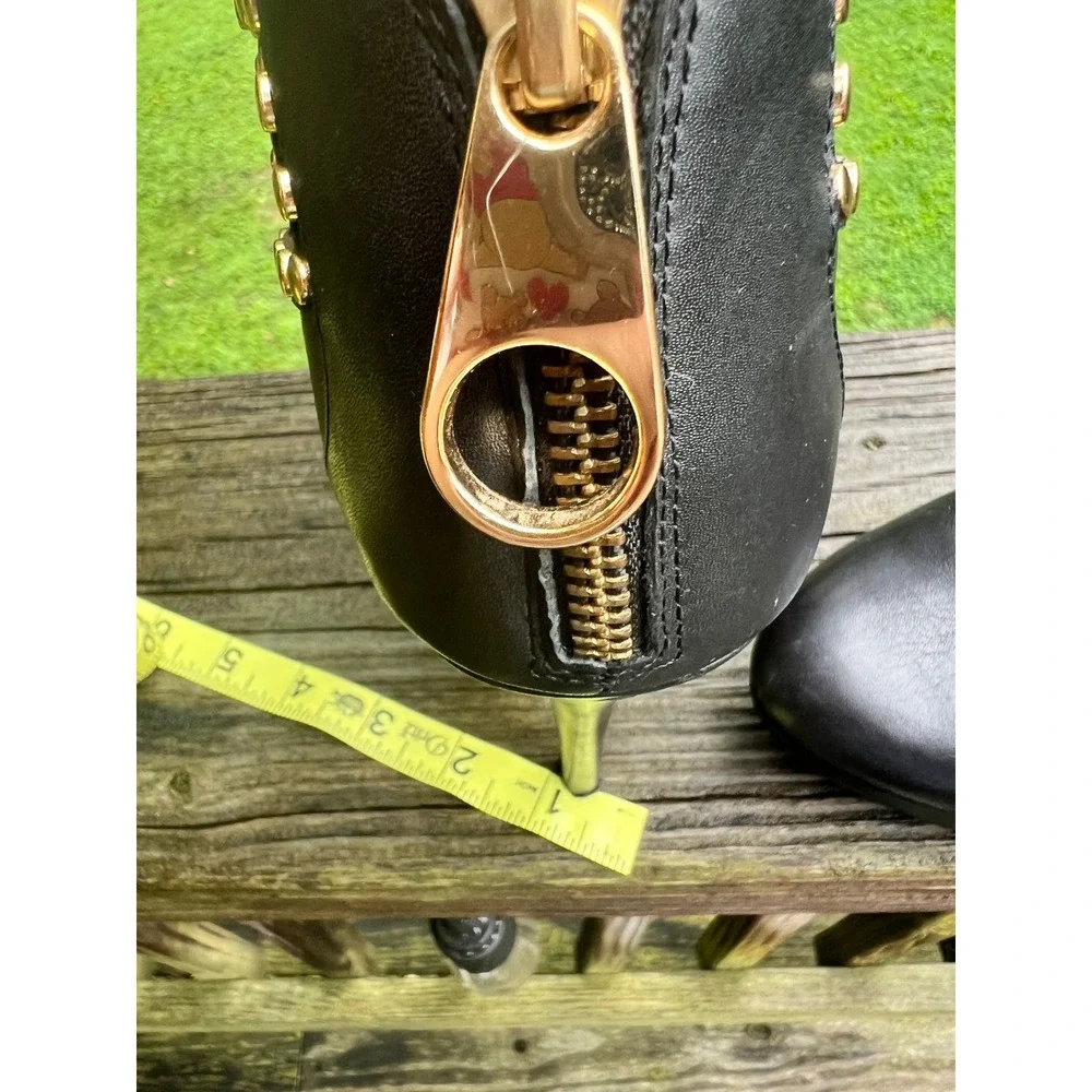 Vintage Ted Baker xyila bling Bootie Studded Stiletto 8 Black Gold Edgy Glam